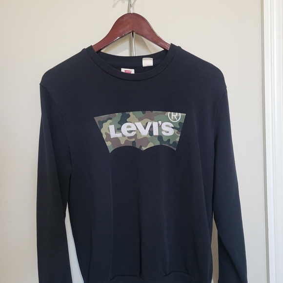 Levi's Black Crewneck with Camo Logo - Picture 1 of 2
